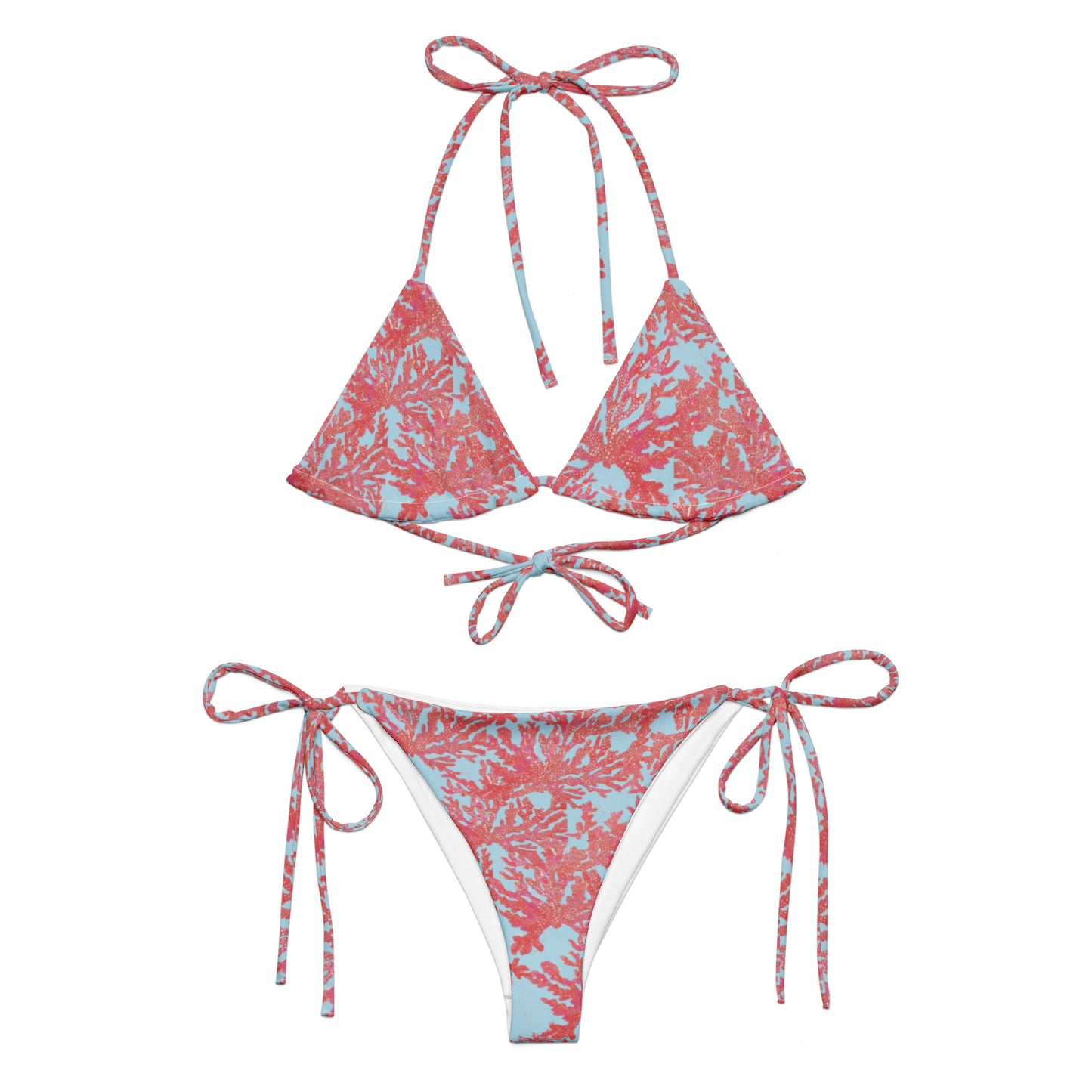coral recycled string bikini